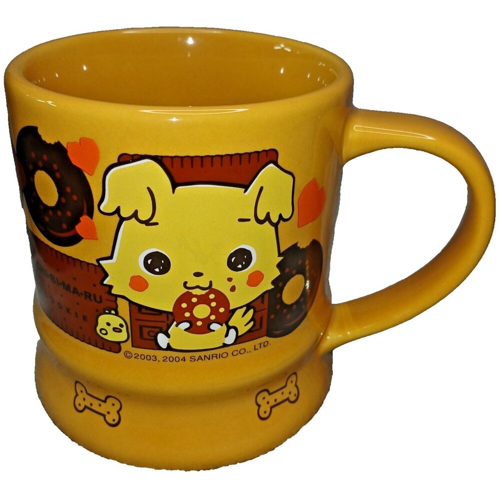 ChibimaRu Cookie Dog Sanrio Vintage 2004 Coffee Mug Hello Kitty Rare Gold Brown